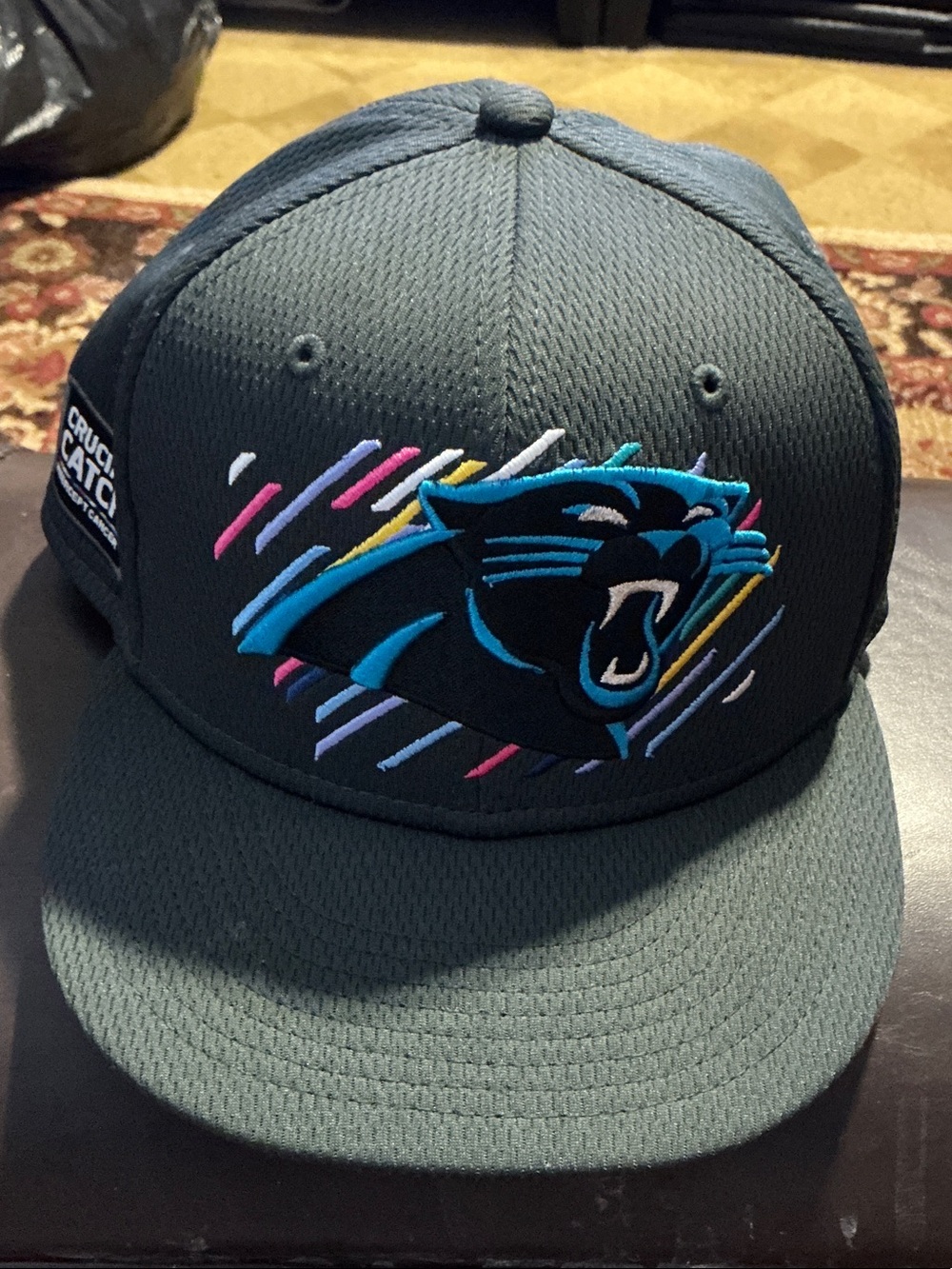 NFL Panthers Dark Gray fitted 7 1/8 Hat with Teal & Multicolor Accents